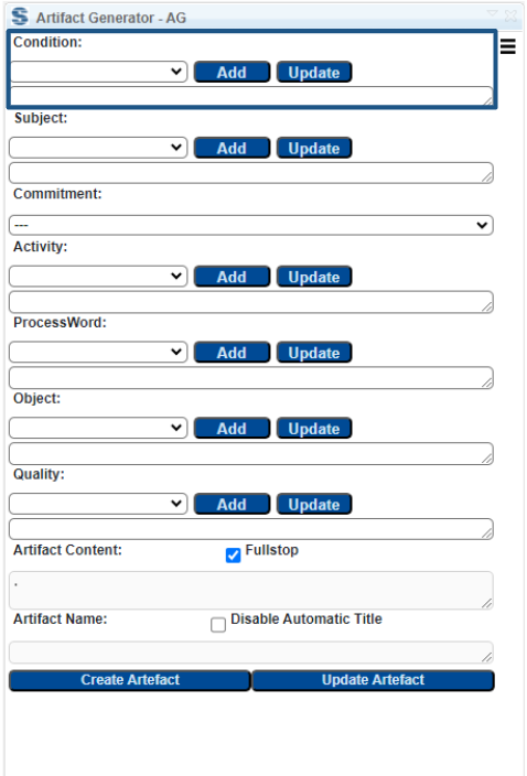 Select the Condition from dropdown menu